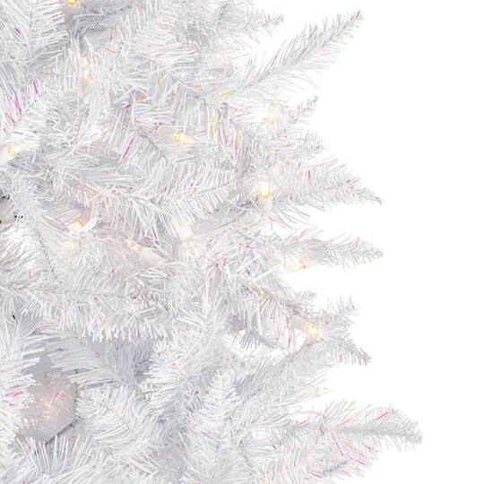 4.5ft. Pre-Lit Sparkle White Spruce Artificial Christmas Tree, Pure White LED Lights